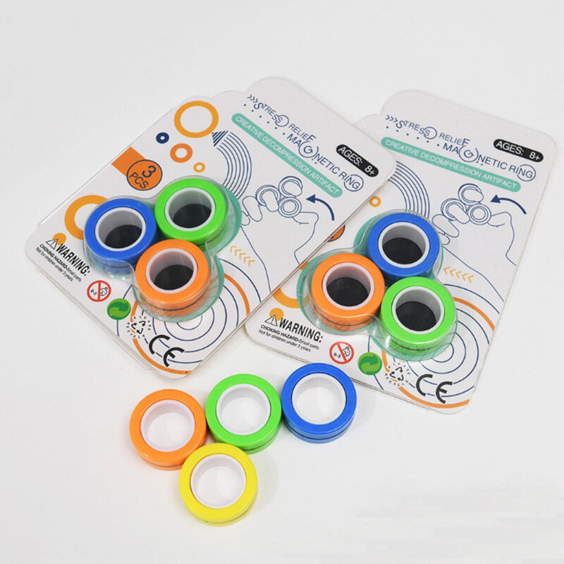 Stress Relief Magnetic Rings Fidget Toys For Anxiety Anti-Stress Roller Fingertip Toys Adult Children Finger Spinner Magic Rings