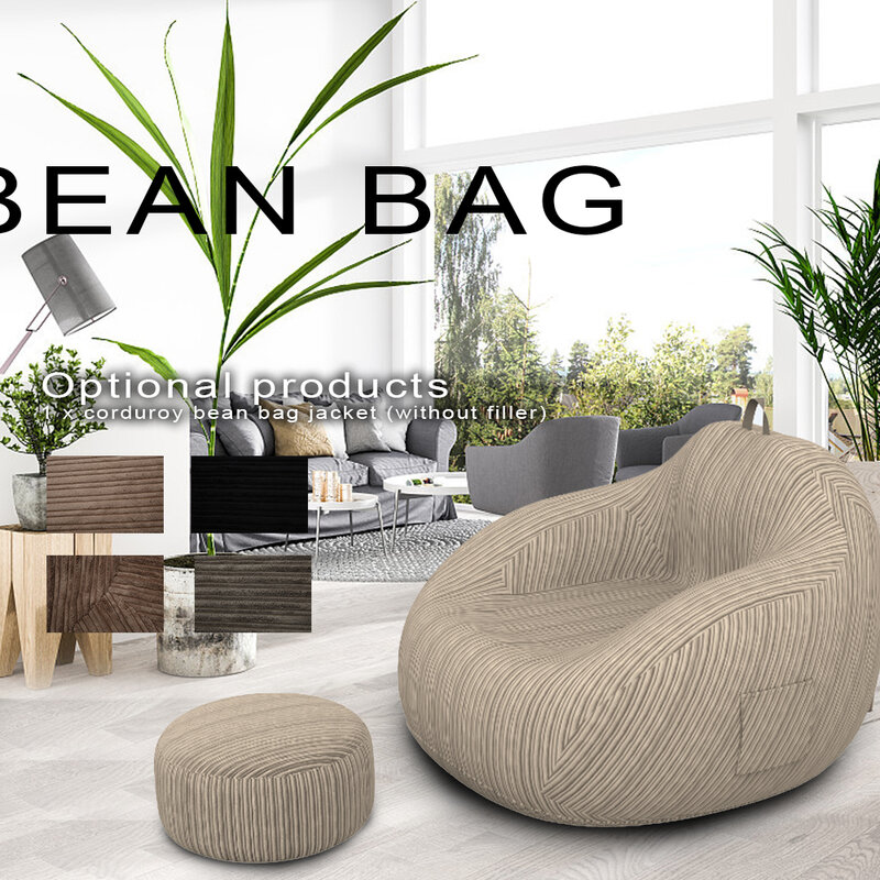 Large Lazy BeanBag Sofas Cover Chairs without Filler Corduroy Lounger Seat Bean Bag Pouf Puff Couch Tatami Living Room
