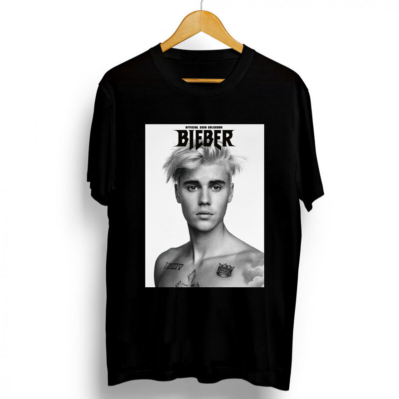New Summer Justin Bieber Cover Poster Print T Shirts Men's O-Neck Graphics Short Sleeve 100% Cotton Casual Male Tees Streetwear