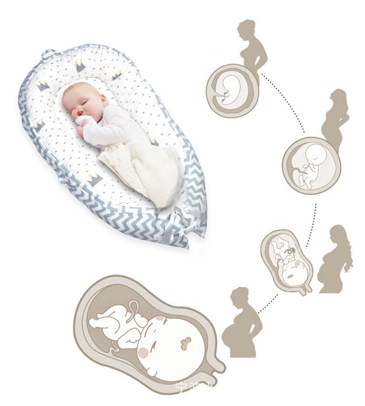 Cama de algodón para bebé recién nacido, 50x90cm, portátil, de viaje, lavable, aplicable a 0-18 meses, cuna para bebé