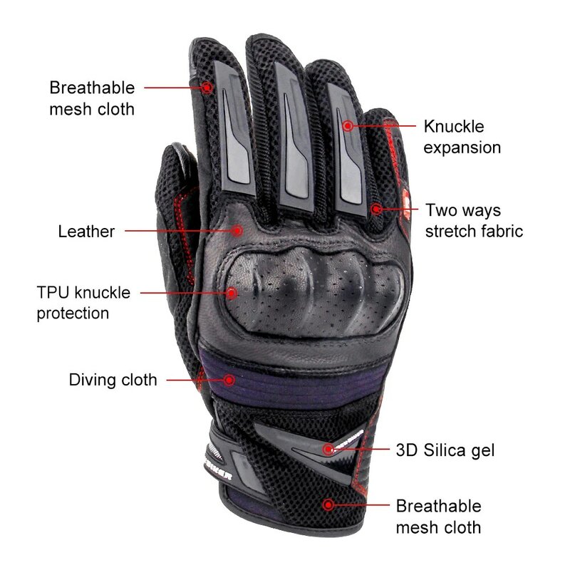Летние перчатки для езды на мотоцикле с полными пальцами, Мужские дышащие перчатки для езды на мотоцикле Gant