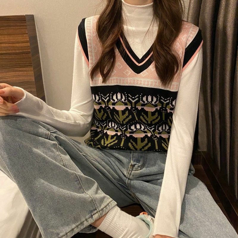 Gilet tricoté pour femmes, pull ample à col en v, manteau d'automne et d'hiver, nouvelle collection 2020