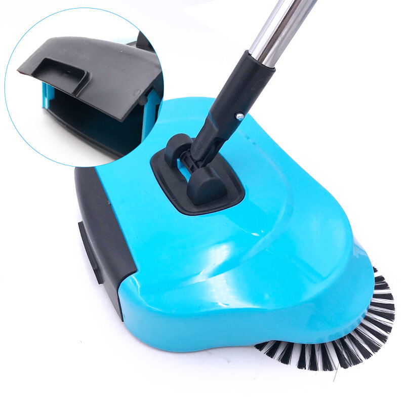 Aço inoxidável máquina arrebatadora tipo push mão vassoura mágica dustpan lidar com pacote de limpeza doméstica mão push sweeper mop