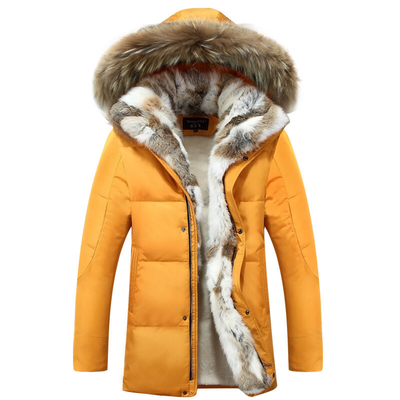 New Winter Women's Down Jacket Fashion Fox Fur Collar White Duck Down Thick Coat Women Outdoor Leisure Mid-length Cotton Jacket