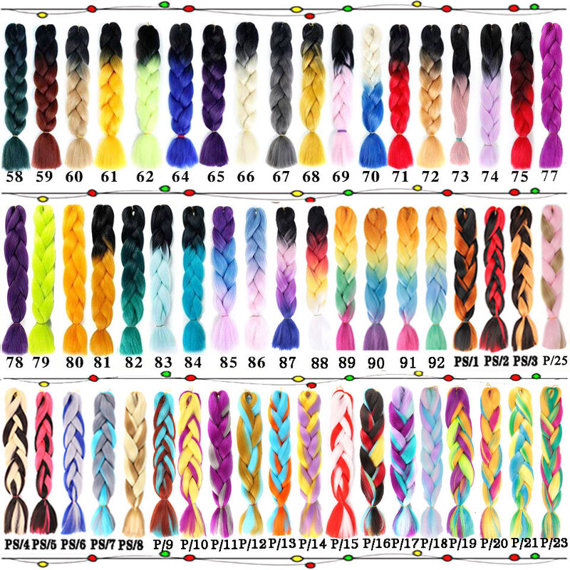 LUPU-extensiones de cabello sintético trenzado, 24 pulgadas, 100g, trenzas Jumbo, hebras de pelo largo degradado, rosa, púrpura, Rubio