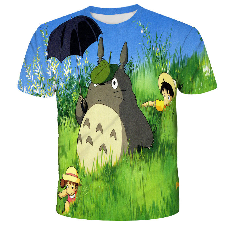 T-shirt pour hommes, femmes et enfants, décontracté et mignon, avec dessin animé Totoro imprimé en 3D, à la mode pour l'été, 2021