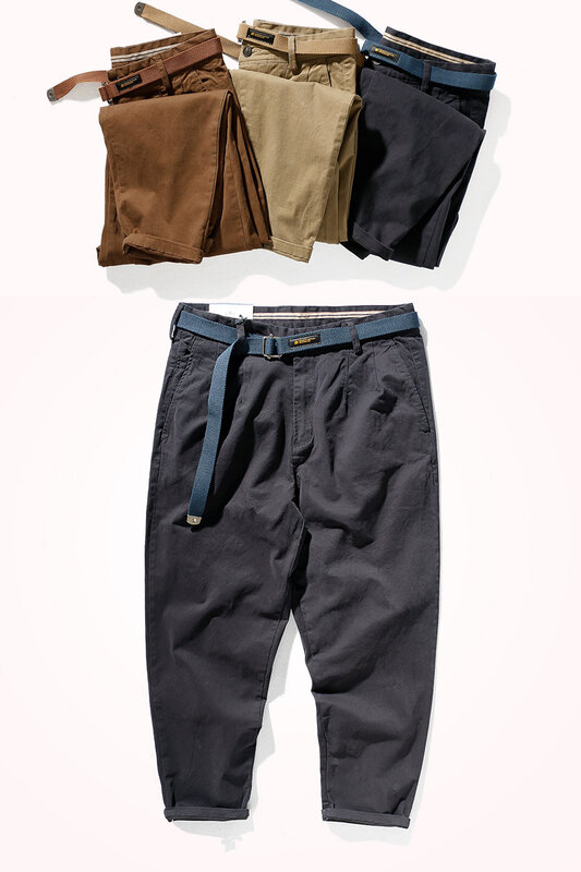Pantalon japonais rétro coupe crayon, ample et décontracté, à la mode, délavé, kaki ancien, élastique, K2171 #2021, nouvelle collection