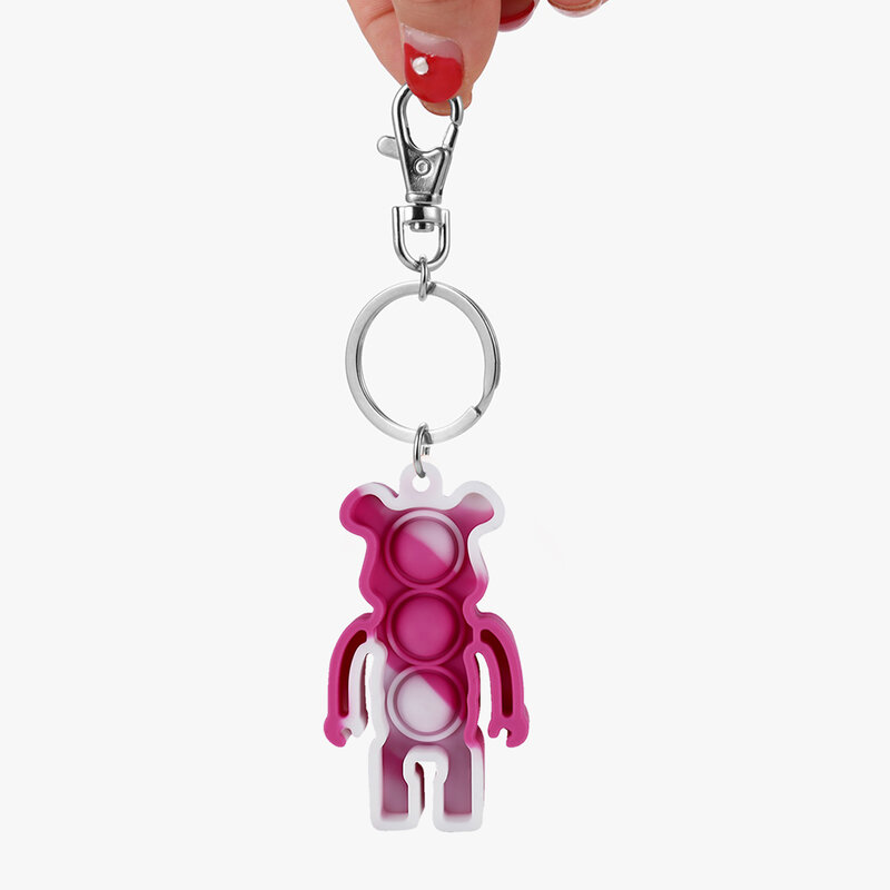 Mainan Sensorik Gelembung Dorong Mini Mainan Pereda Stres Squishy Kebutuhan Autisme Gantungan Kunci Fidget Antistres Lucu Anak Dewasa