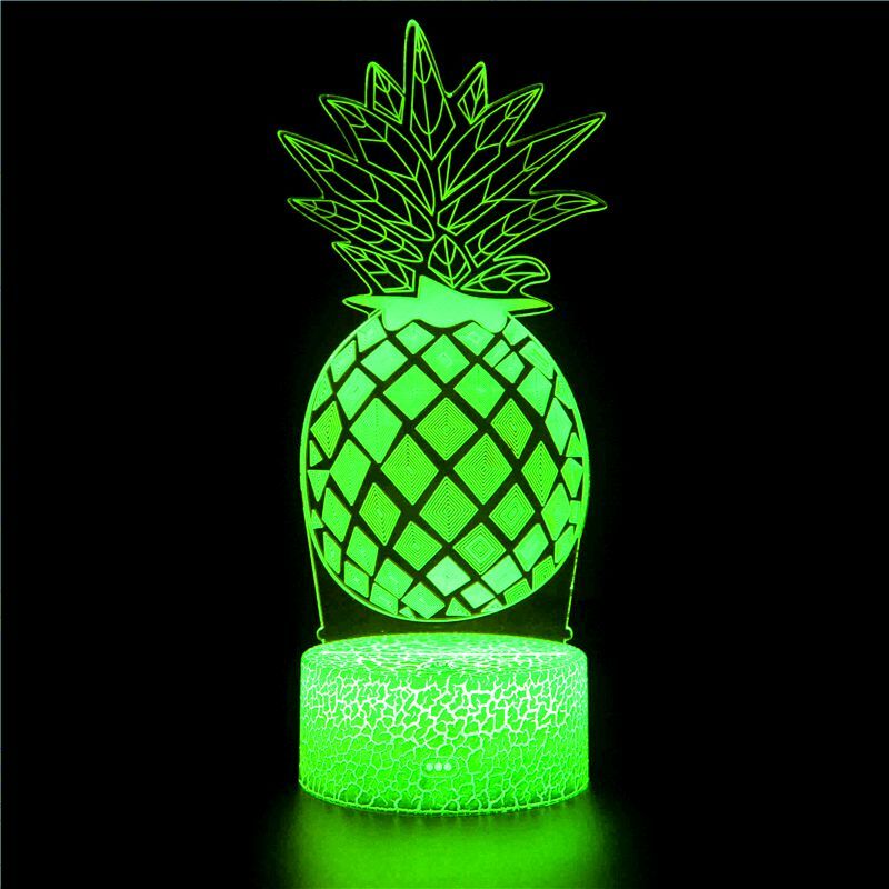 3D night light Nordic plant pineapple golden colorful color change creative home bedroom sensor touch model statue gift LED ligh