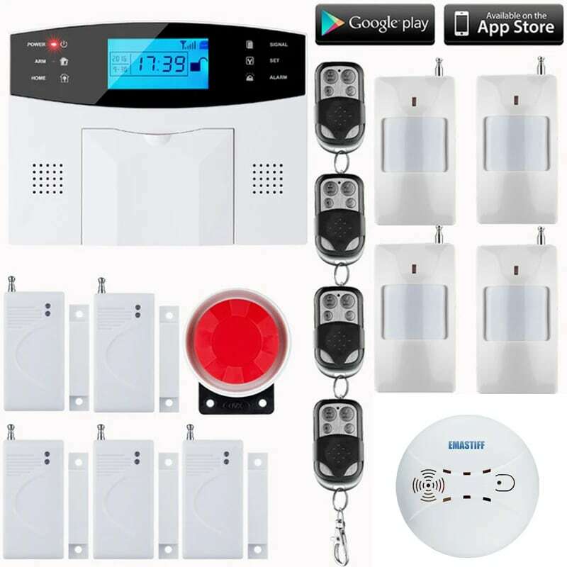 Sistema de alarme de segurança doméstico inteligente, teclado lcd ru/sp/eg, voz, sem fio, sms, casa gsm, portão, ladrão
