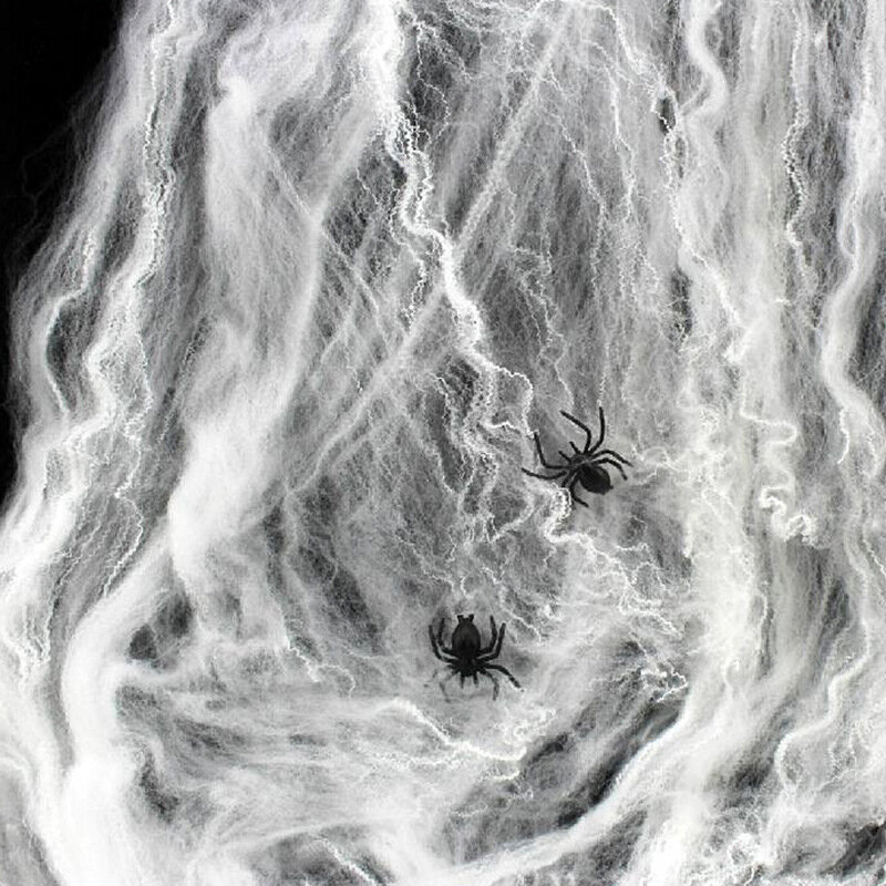 ใหม่ตกแต่งฮาโลวีนแมงมุมด้ายฝ้าย Spider Web Props พรรค Props Decor Haunted House ตกแต่ง