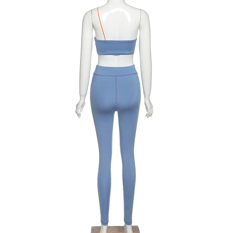 2021 Zomer Sexy Mode Kleding 2 Delige Set Outfits Voor Vrouwen Effen Kleur Crop Top Sling Slanke Broek Oefening Workout broek