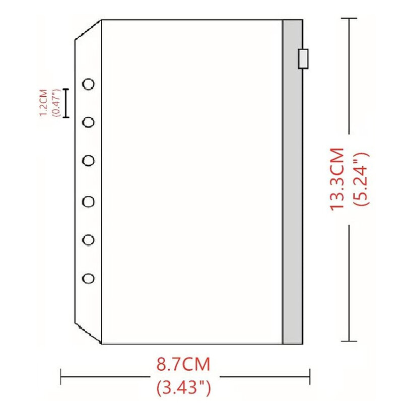 Mini Carpeta de PVC con 6 orificios para Notebook, carpeta con 6 anillas, tamaño A7, impermeable, con 6 orificios y cremallera