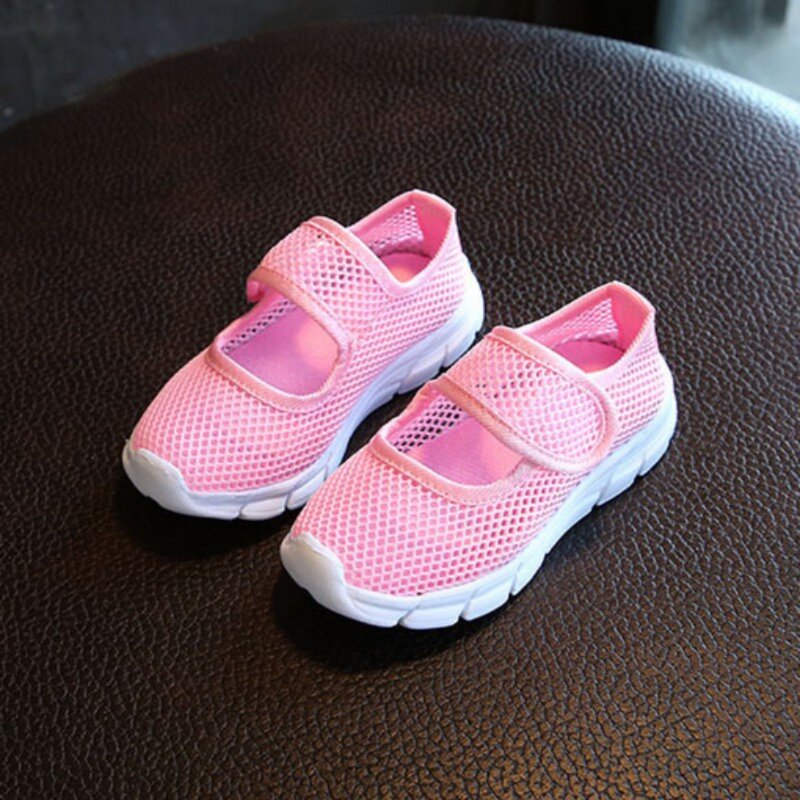 Sepatu Anak-anak Sneakers Kasual Anak Perempuan 3-7Y Sepatu Anak-anak Bersirkulasi Jaring Warna Permen Jaring Tunggal Sepatu Olahraga Anak