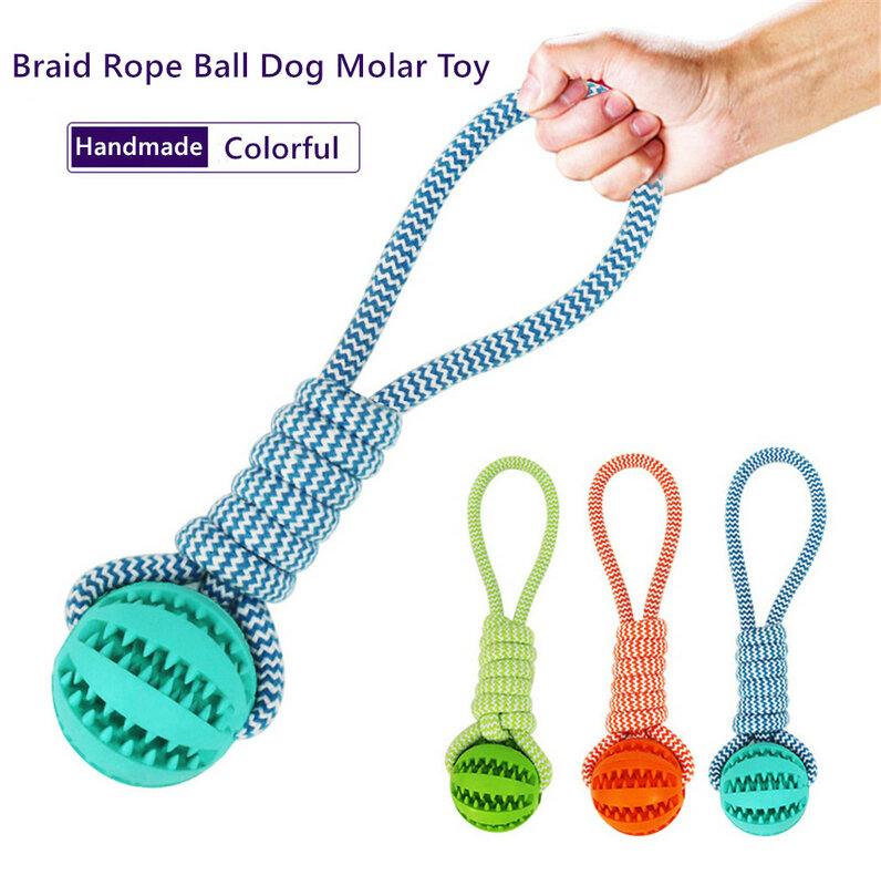 Boule de corde tressée pour chien, jouet molaire à mâcher et à tirer, outil d'entraînement pour le nettoyage des dents