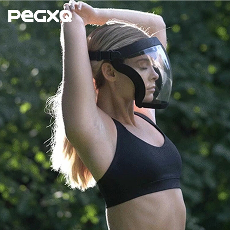 アクティブフェイスシールドヘルメット透明呼吸マスクオールインクルーシブ保護再利用可能なウォッシャブル透明視覚的なフェイスシールド