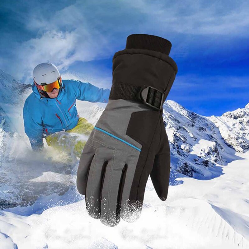 Skiing Gloves Men Full Finger Thick Water Resistant Thermal Handwear Outdoor Winter Motorcycle Cycling Sportswear Accessories