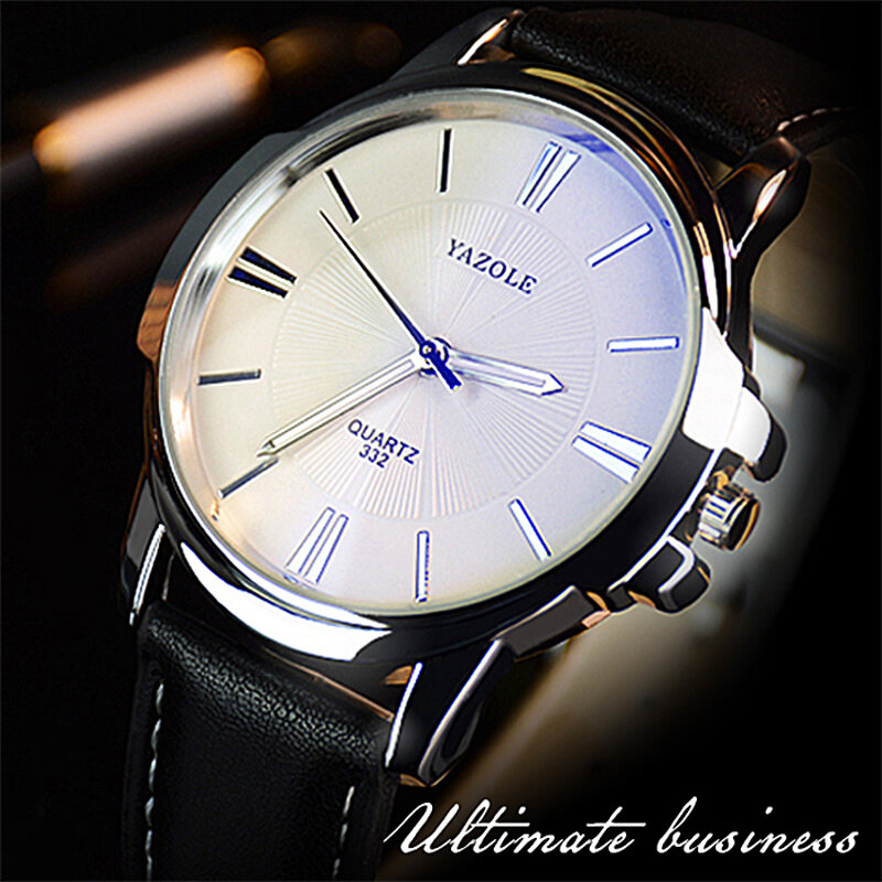 Marca de luxo yazole masculino relógio de quartzo homem relógio de negócios masculino vogue cinta plutônio azul ray moda relógio masculino relogio masculino 332