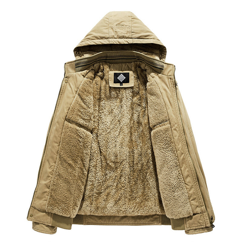 Chaqueta militar de invierno Para Hombre, Parka gruesa y cálida de algodón, forro de lana con capucha, talla M-4XL, nueva