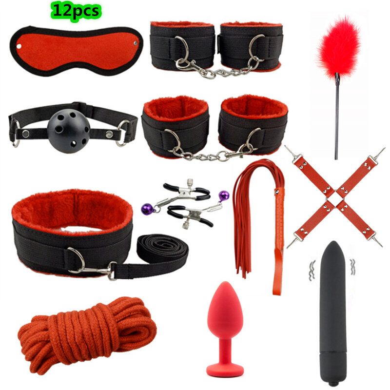 35pcs/set Sex Toys For Woman Bdsm Sex Bondage Set Adult Toys Slave Sex Handcuffs Erotic Game Anal Plug Vibrator Adults Products