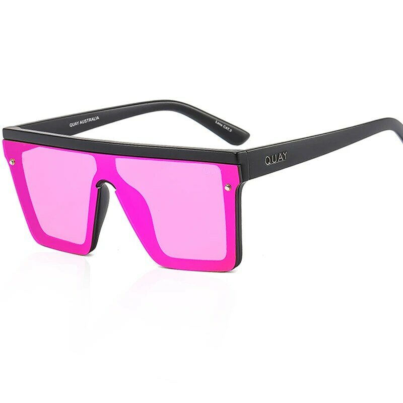 Quay – lunettes de soleil carrées pour femmes, surdimensionnées, marque de styliste, Vintage, noir, mode, vue arrière