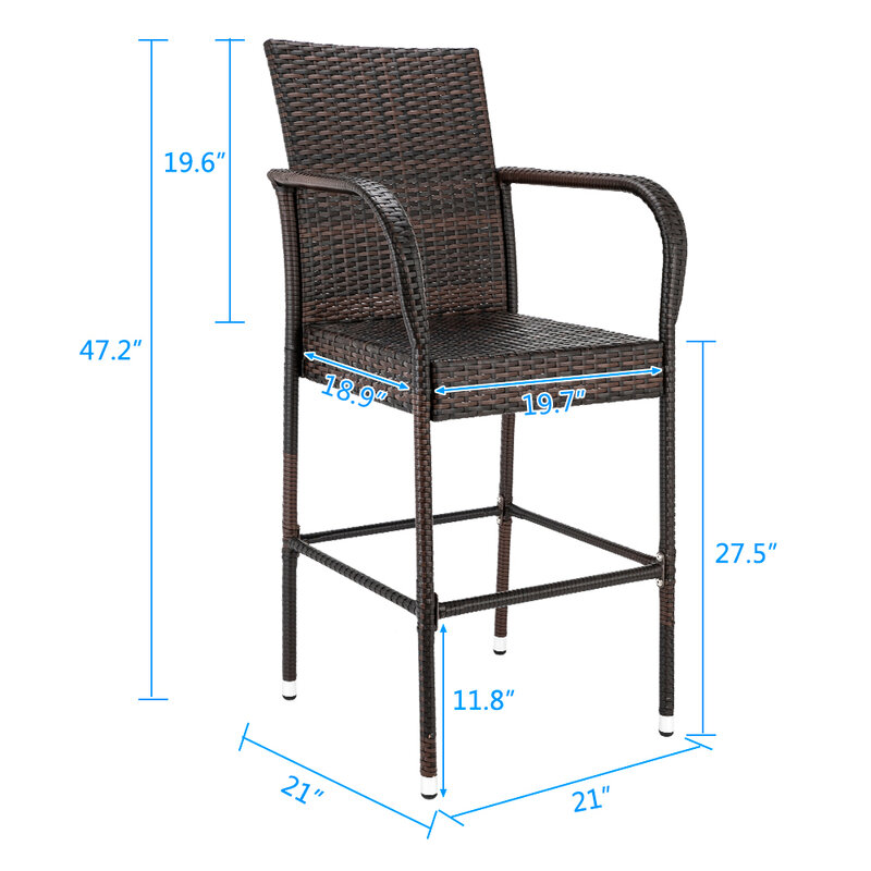 Высокий барный стул BUYTOO с коричневым градиентом, 2 шт.