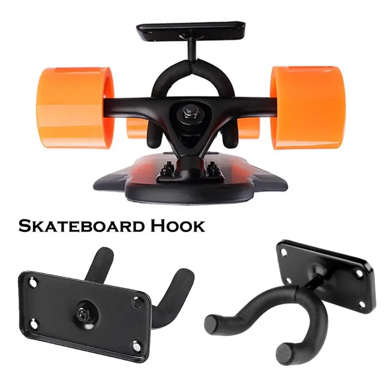 Skateboard Wall Mount Longboard Storage Display Holder Buckle Metal Hanger Rack Accessory Portable for Electric Acoustic Guitars
