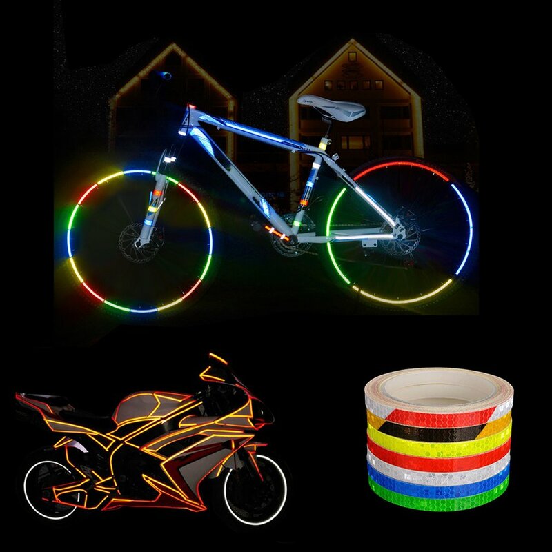 Ruban adhésif, réfléchissant et fluorescent, pour vélo et VTT,bande réfléchissante autoadhésive, stickers réflecteurs pour bicyclette, accessoires de cyclisme,