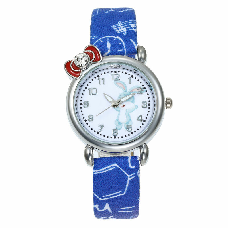 New Fashion Cartoon Children Rabbit Watch Fashion Girl Kids Student diamond Leather Analog Wristwatches Lovely Pink watch reloj