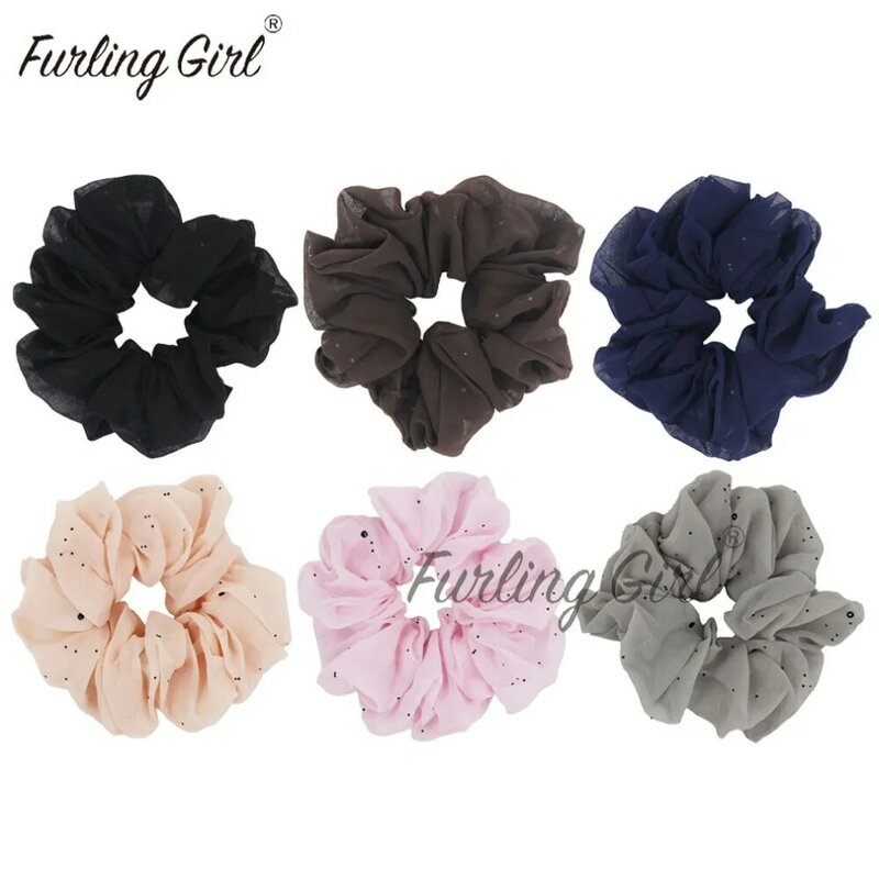 Furling Girl 1PC Sequins Dots Chiffon Elastic Hair Bands Hair Ponytail Holder for Women Girl Hair Accessories