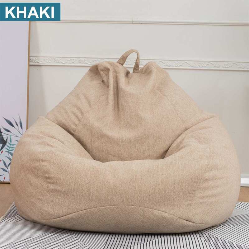 Large Small Lazy Sofas Cover Chairs without Filler Linen Cloth Lounger Seat Bean Bag Pouf Puff Couch Tatami Living Room
