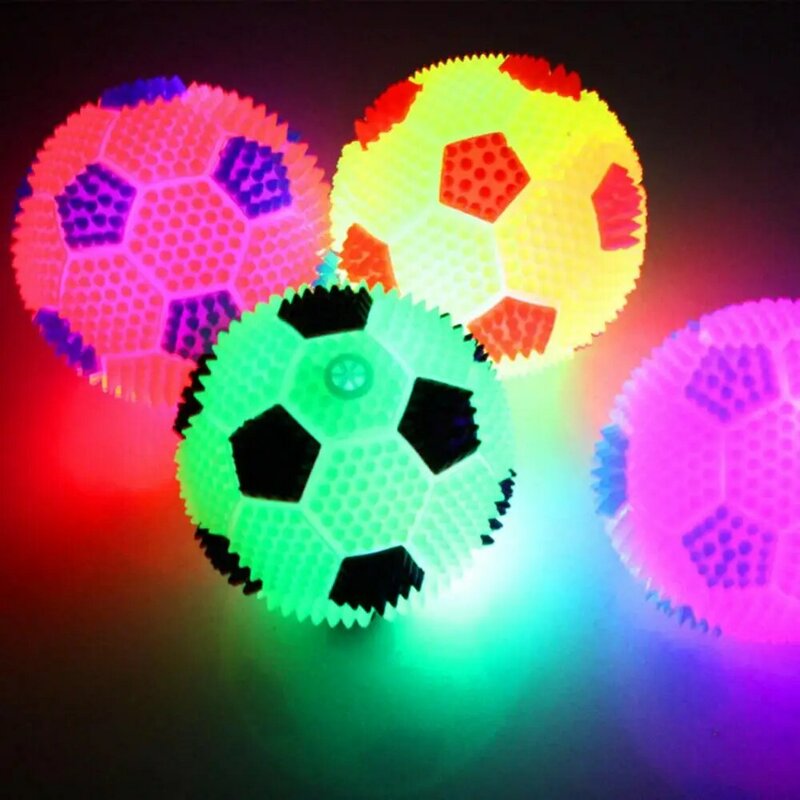 Toy Kids LED Light Bouncy Ball Flashing Soccer Glowing Football Squeaky Sound Toy