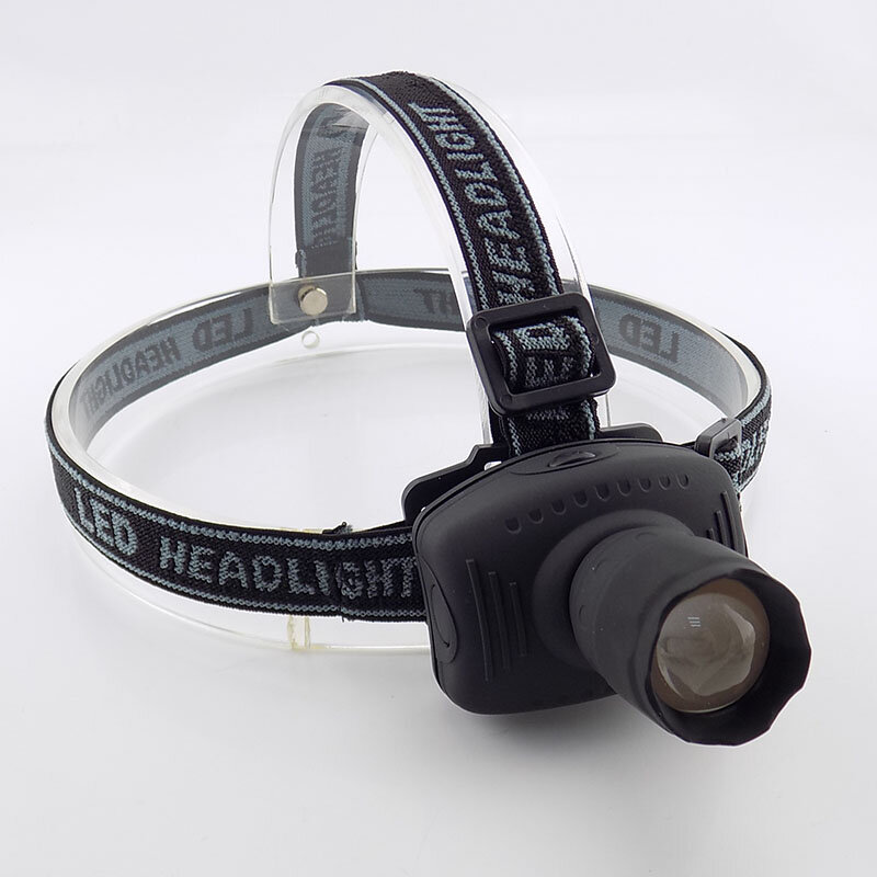 Linterna de cabeza LED con zoom, linterna frontal ajustable de alto brillo, 3 modos de luz, batería AAA
