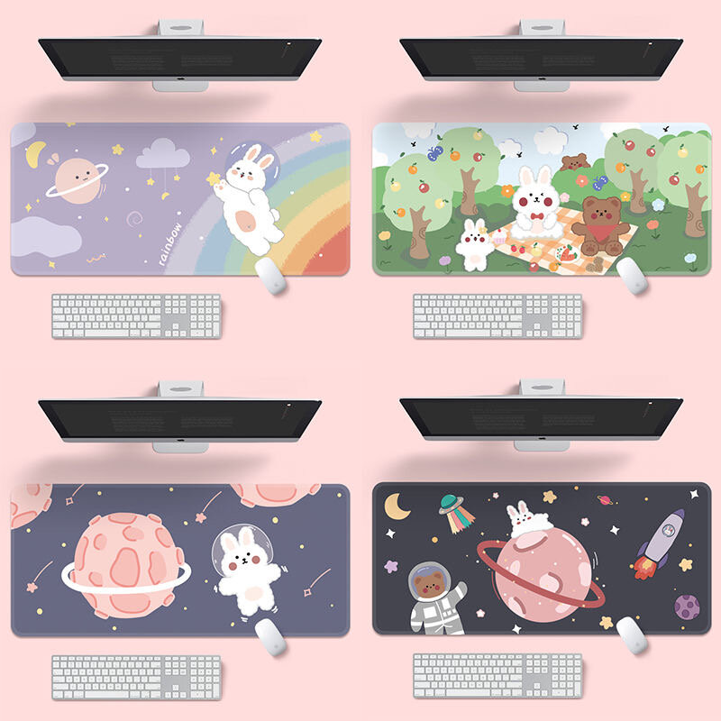 Cute Mouse Pad Super Creative INS Tide Large Game Computer Keyboard Office Long Table Mat Desk for Teen Girls for Bedroom