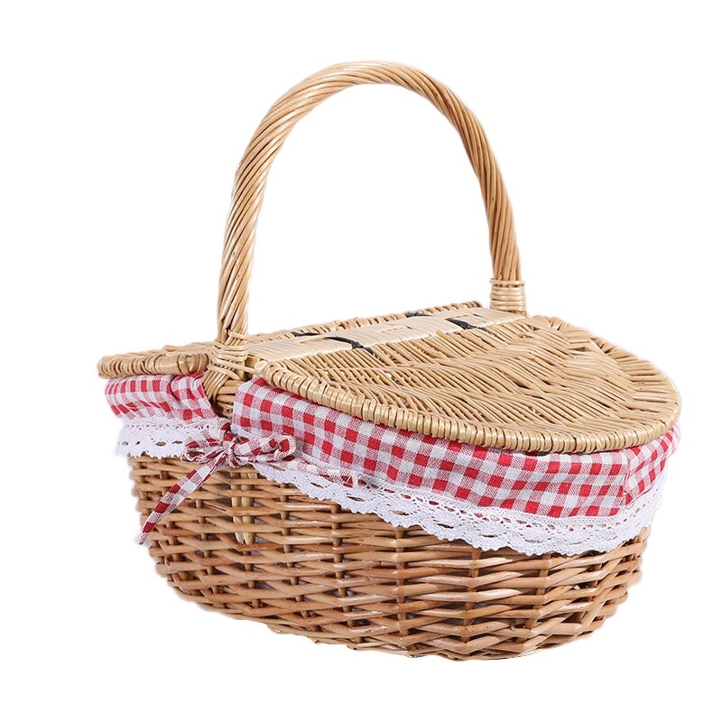 Land Stil Wicker Picknick Korb Korb mit Deckel und Griff & Liner für Picknicks, Parteien und Grillabende