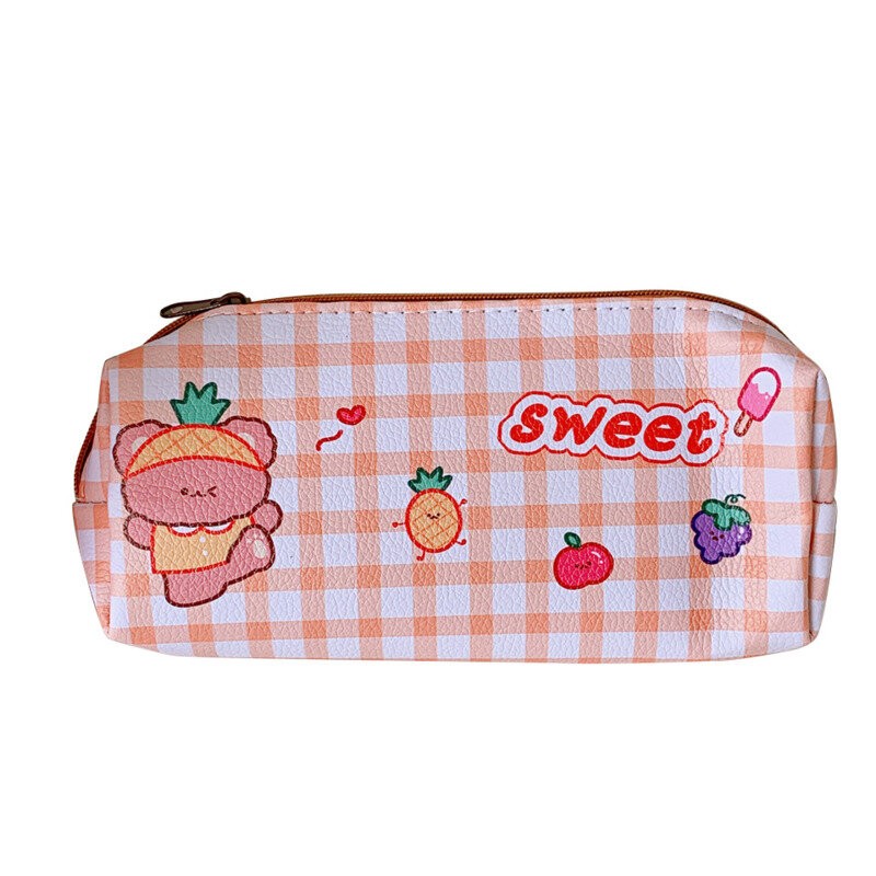 Simple Bear Pencil Case Cute Large-capacity Student Stationery Sweet Pencil Case Multifunctional Stationery Bag Storage Bag