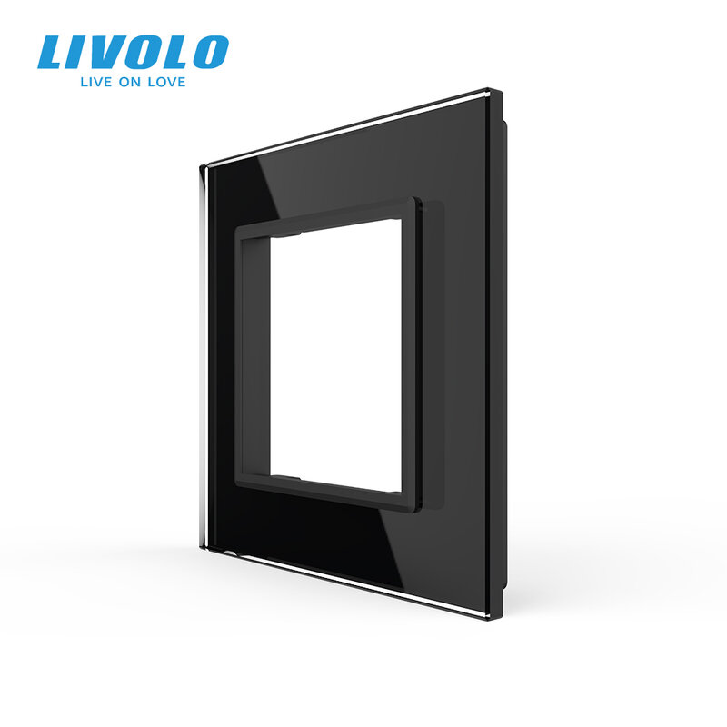 Livolo-Panel de cristal individual para el hogar, toma de corriente estándar de la UE, color blanco perla, 80mm x 80mm, piezas de bricolaje, VL-C7-SR-11