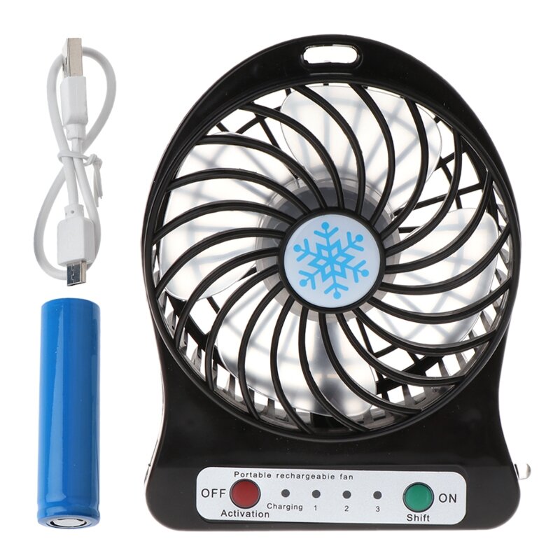 Портативный мини-вентилятор со светодиодсветильник, настольный мини-вентилятор с USB-портом и аккумулятором из АБС-пластика, для офиса и ули...