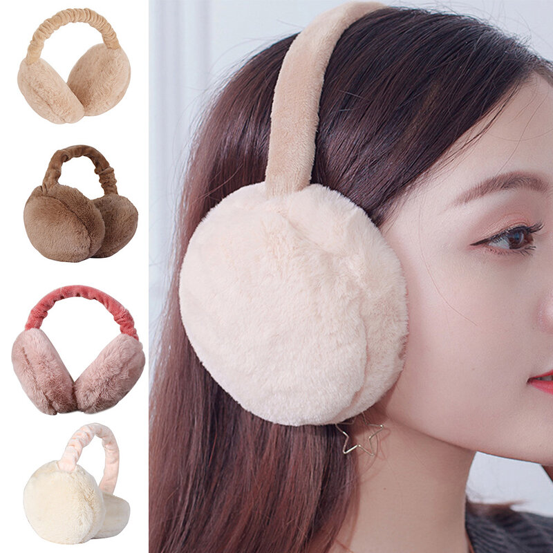 Feminino dobrável completo surround earmuffs ajustável pele do falso orelha mais quente bandana inverno protetor de earlap