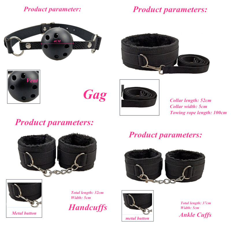 Products for Adults BDSM Sex Bondage Gear Set Handcuffs Sex Games Whip Gag Adult Toys Exotic Accessories Sex Toys for Couples