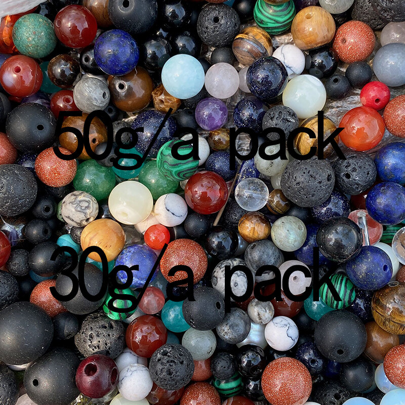 Perles rondes en pierre naturelle, 30G 50G, irrégulières, gravier, sac mixte, bricolage à la main, Bracelet, collier, décoration de maison, bijoux