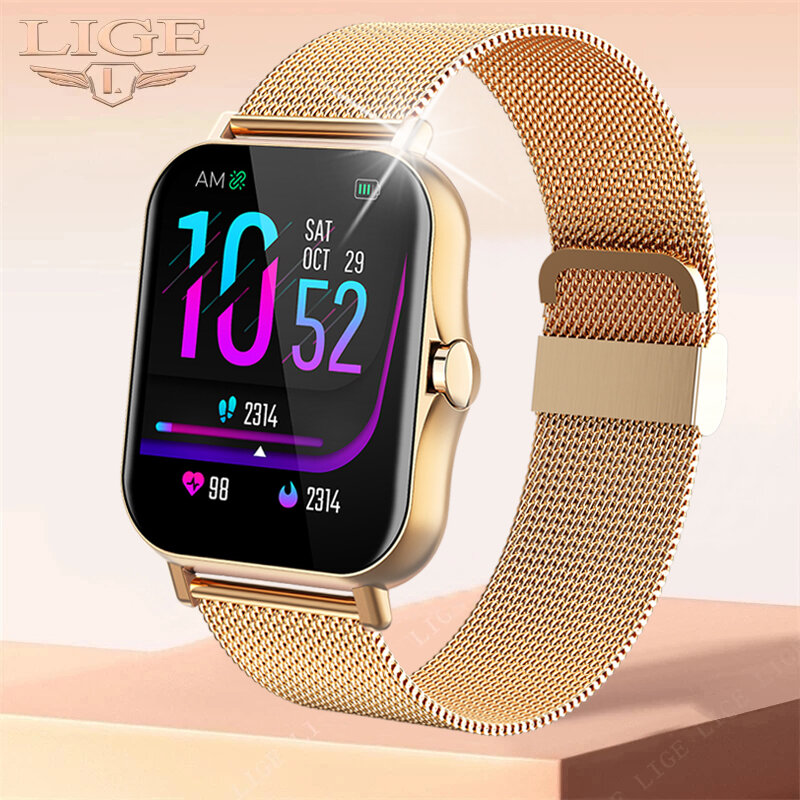 LIGE Smart Watches donna 1.69 ''sveglia frequenza cardiaca bracciale pressione sanguigna sport Fitness Tracker Smartwatch per Android IOS
