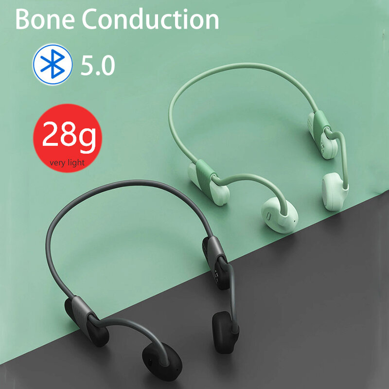 Bone Conduction หูฟังบลูทูธ5.0ไร้สายหูฟังกีฬากลางแจ้งหูฟังพร้อมไมโครโฟนสำหรับวิ่ง