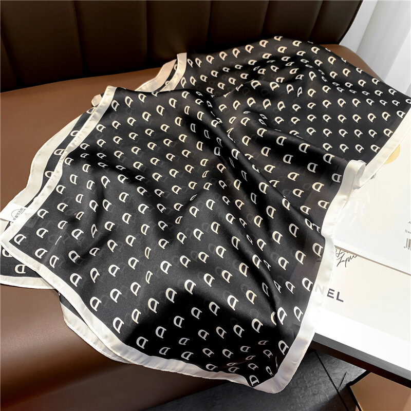 Design Letter Print Scarf for Women Brand Long Silk Skinny Scarfs Neck Tie Ladies Neckerchief Shawl Wraps Female Foulard Bandana
