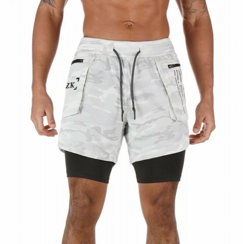 2021 estate Fitness Bodybuilding traspirante pantaloncini da uomo ad asciugatura rapida pantaloni Casual pantaloncini multi-tasca a due piani taglia m-3xl