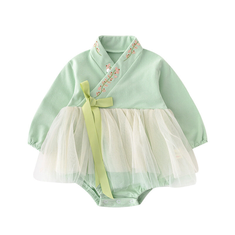 Yg Brand Children's Clothing Wholesale Baby One-piece Dress Swallow Tail Hanfu Autumn New Girl 0-2 Years Old Baby Clothes