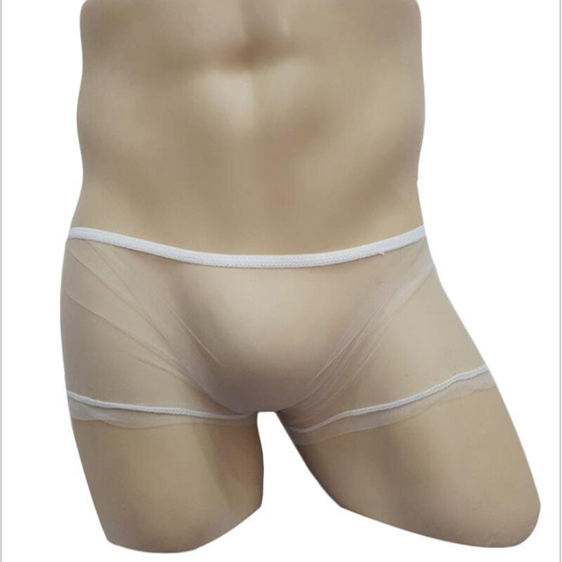 Ropa interior de malla transparente para hombre, Bóxer Sexy de cintura baja, suave, ligero y transpirable, no hace nada