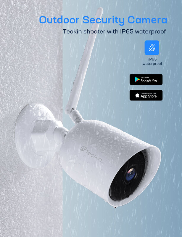 Teckin – caméra de sécurité extérieure TS100, dispositif de sécurité domestique WiFi HD 1080, Vision nocturne, alerte de détection de mouvement et de son, Audio bidirectionnel