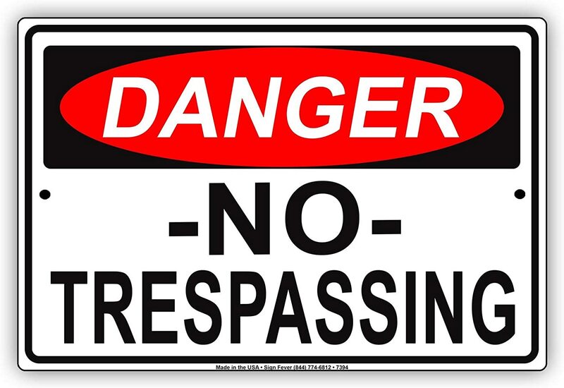 POUDBDH Danger No Trespassing Keep Out Off Limits Beware Alert Warning Notice Aluminium Metal 8"X12" Sign Plate