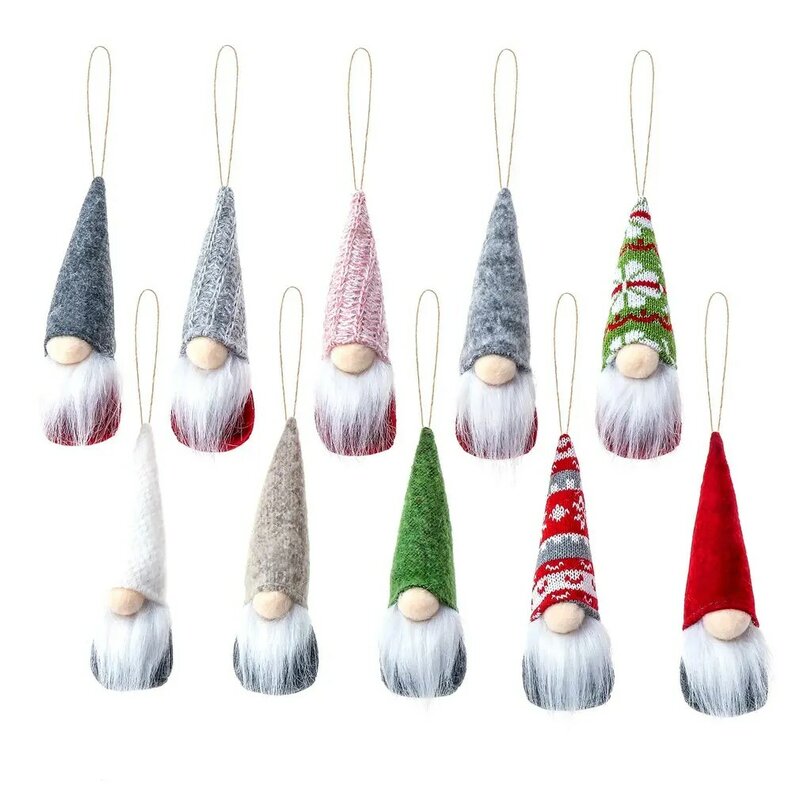 10 pz/set pendenti per alberi di natale Lovely Mini Gnome peluche ornamento fatto a mano appendere decorazioni per alberi di natale regali di festa